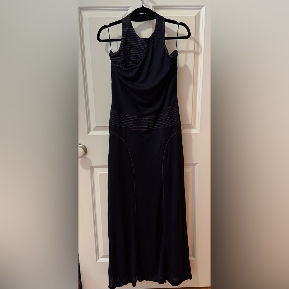 Dark blue CHANEL halter maxi dress size 42